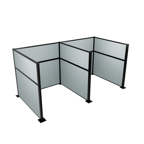 Acoustic Portable Partition Wall Pre-Configured Hush Panel Cubicles 6' x 6' Powder Blue Woven Fabric - Black Trim