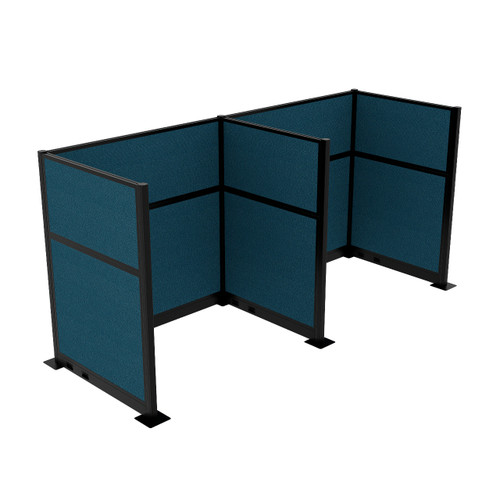 Acoustic Portable Partition Wall Pre-Configured Hush Panel Electric Cubicles 6' x 6' Caribbean Woven Fabric - Black Trim