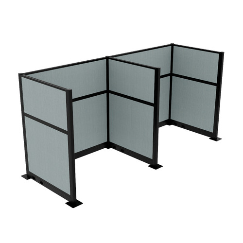 Acoustic Portable Partition Wall Pre-Configured Hush Panel Electric Cubicles 6' x 6' Powder Blue Woven Fabric - Black Trim