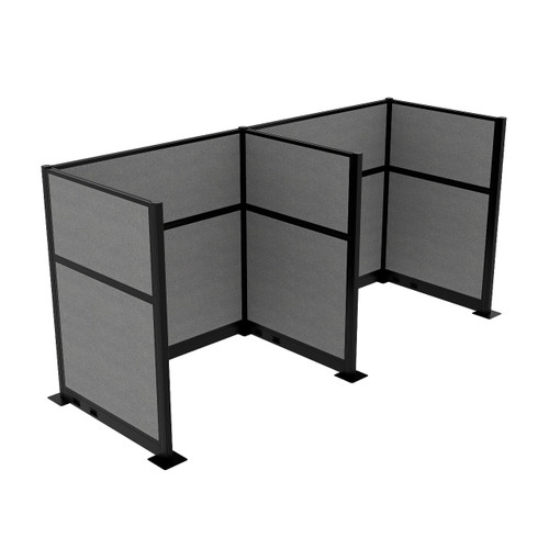 Acoustic Portable Partition Wall Pre-Configured Hush Panel Electric Cubicles 6' x 6' Cloud Gray Woven Fabric - Black Trim