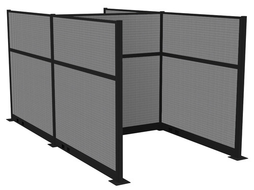 Pre-Configured Hush Panelª Electric Cubicle 6' x 6' Charcoal Gray Fabric - Black Trim