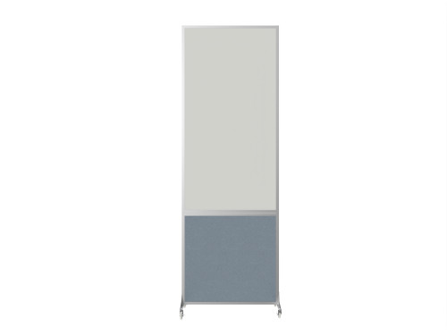 DivideWrite™ Portable Whiteboard Partition 2' x 6' Powder Blue Fabric - Silver Trim