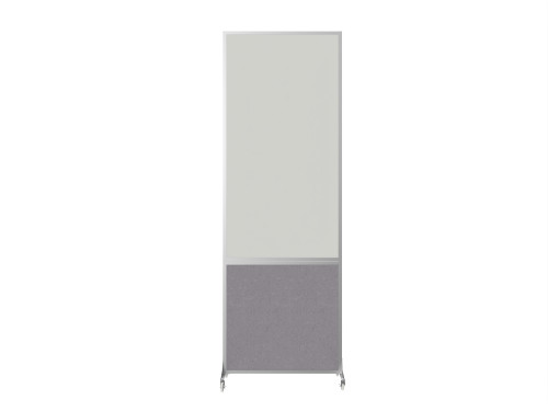 DivideWrite™ Portable Whiteboard Partition 2' x 6' Cloud Gray Fabric - Silver Trim