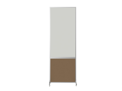 DivideWriteª Portable Whiteboard Partition 2' x 6' Latte Fabric - Silver Trim