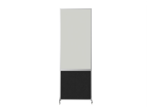 DivideWrite Portable Whiteboard Partition 2' x 6' Black Fabric - Silver Trim