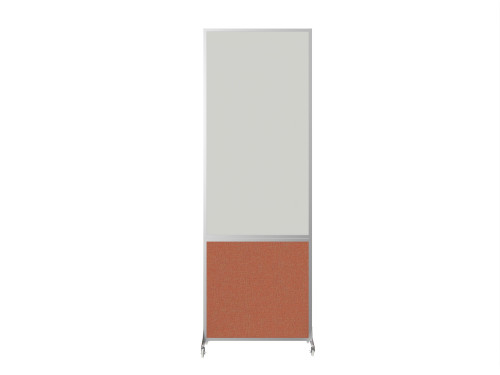 DivideWrite Portable Whiteboard Partition 2' x 6' Papaya Fabric - Silver Trim