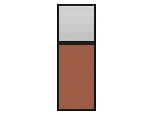 Portable and Acoustic Partition Hush Panelª Configurable Cubicle Partition 2' x 6' W/ Window Papaya Fabric Clear Fluted Window Black Trim