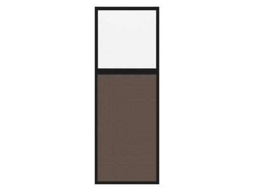 Portable and Acoustic Partition Hush Panelª Configurable Cubicle Partition 2' x 6' W/ Window Mocha Fabric Frosted Window Black Trim