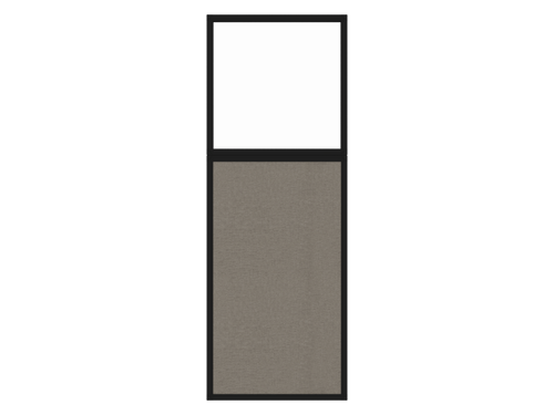 Portable and Acoustic Partition Hush Panelª Configurable Cubicle Partition 2' x 6' W/ Window Warm Pebble Fabric Clear Window Black Trim