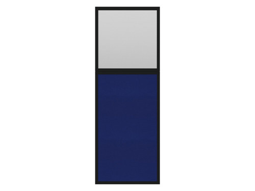 Portable and Acoustic Partition Hush Panelª Configurable Cubicle Partition 2' x 6' W/ Window Royal Blue Fabric Clear Fluted Window Black Trim