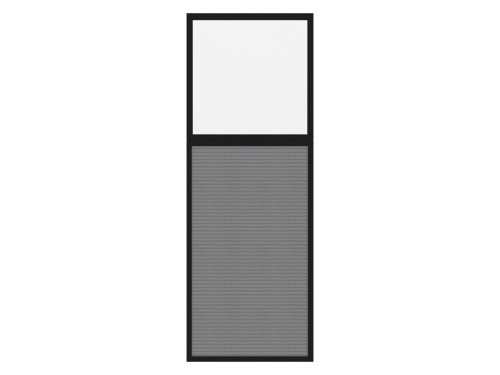 Portable and Acoustic Partition Hush Panelª Configurable Cubicle Partition 2' x 6' W/ Window Charcoal Gray Fabric Frosted Window Black Trim