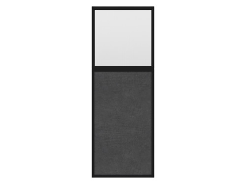 Portable and Acoustic Partition Hush Panelª Configurable Cubicle Partition 2' x 6' W/ Window Cloud Gray Fabric Clear Fluted Window Black Trim
