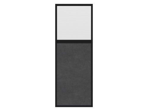 Portable and Acoustic Partition Hush Panelª Configurable Cubicle Partition 2' x 6' W/ Window Cloud Gray Fabric Clear Fluted Window Black Trim