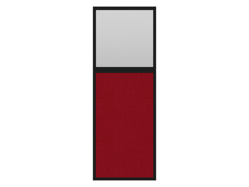 Portable and Acoustic Partition Hush Panelª Configurable Cubicle Partition 2' x 6' W/ Window Red Fabric Clear Fluted Window Black Trim