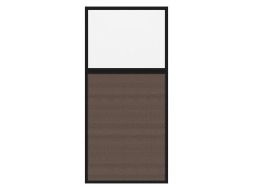 Portable and Acoustic Partition Hush Panelª Configurable Cubicle Partition 3' x 6' W/ Window Mocha Fabric Frosted Window Black Trim
