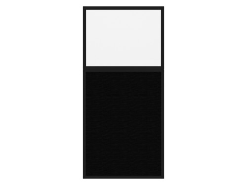 Portable and Acoustic Partition Hush Panelª Configurable Cubicle Partition 3' x 6' W/ Window Black Fabric Frosted Window Black Trim