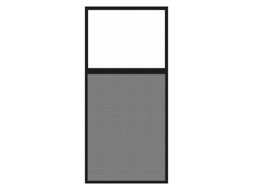 Portable and Acoustic Partition Hush Panelª Configurable Cubicle Partition 3' x 6' W/ Window Charcoal Gray Fabric Clear Window Black Trim