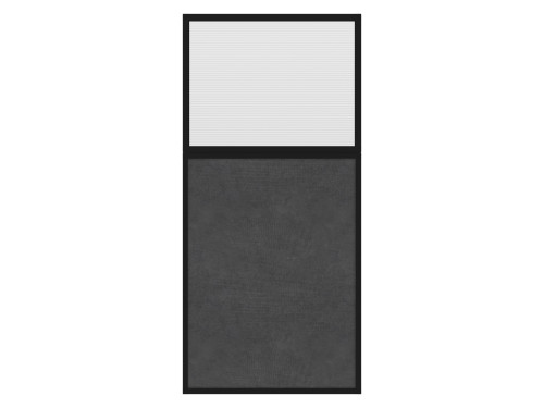 Portable and Acoustic Partition Hush Panelª Configurable Cubicle Partition 3' x 6' W/ Window Cloud Gray Fabric Clear Fluted Window Black Trim