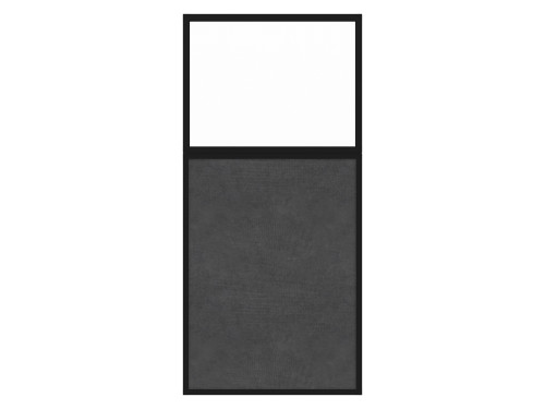Portable and Acoustic Partition Hush Panelª Configurable Cubicle Partition 3' x 6' W/ Window Cloud Gray Fabric Clear Window Black Trim