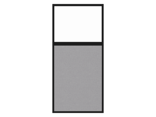 Portable and Acoustic Partition Hush Panelª Configurable Cubicle Partition 3' x 6' W/ Window Slate Fabric Clear Window Black Trim