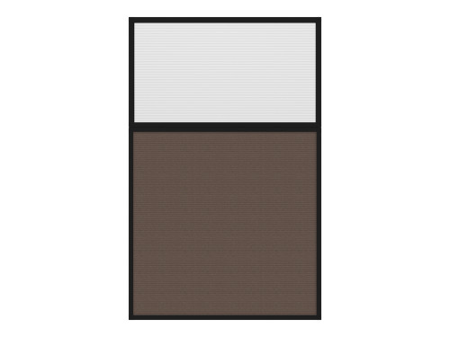 Portable and Acoustic Partition Hush Panelª Configurable Cubicle Partition 4' x 6' W/ Window Mocha Fabric Clear Fluted Window Black Trim