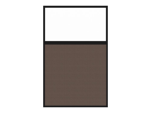Portable and Acoustic Partition Hush Panelª Configurable Cubicle Partition 4' x 6' W/ Window Mocha Fabric Clear Window Black Trim