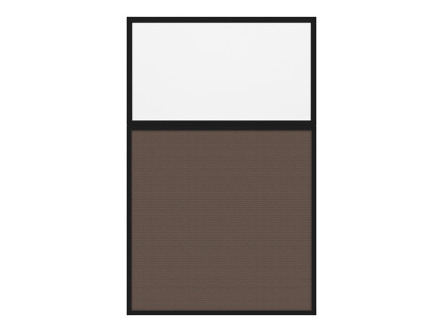 Portable and Acoustic Partition Hush Panelª Configurable Cubicle Partition 4' x 6' W/ Window Mocha Fabric Frosted Window Black Trim