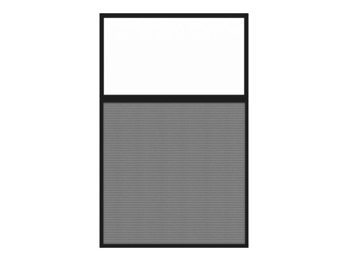 Portable and Acoustic Partition Hush Panelª Configurable Cubicle Partition 4' x 6' W/ Window Charcoal Gray Fabric Clear Window Black Trim