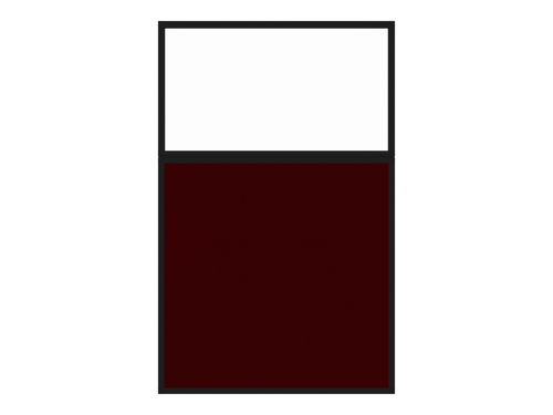 Portable and Acoustic Partition Hush Panelª Configurable Cubicle Partition 4' x 6' W/ Window Cranberry Fabric Clear Window Black Trim