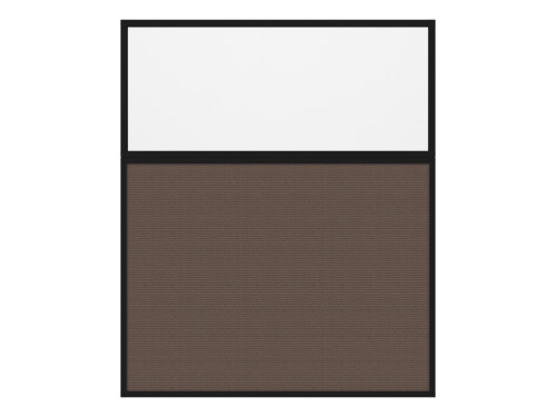 Portable and Acoustic Partition Hush Panelª Configurable Cubicle Partition 5' x 6' W/ Window Mocha Fabric Frosted Window Black Trim