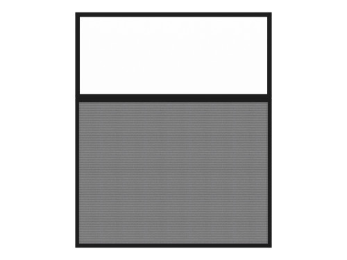 Portable and Acoustic Partition Hush Panelª Configurable Cubicle Partition 5' x 6' W/ Window Charcoal Gray Fabric Clear Window Black Trim