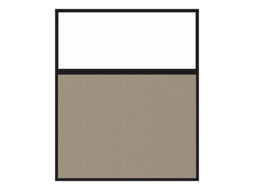 Portable and Acoustic Partition Hush Panelª Configurable Cubicle Partition 5' x 6' W/ Window Rye Fabric Clear Window Black Trim