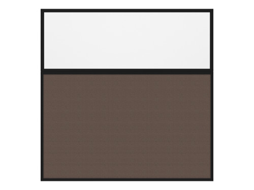 Portable and Acoustic Partition Hush Panelª Configurable Cubicle Partition 6' x 6' W/ Window Mocha Fabric Frosted Window Black Trim