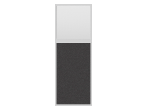 Portable and Acoustic Partition Hush Panelª Configurable Cubicle Partition 2' x 6' W/ Window Charcoal Gray Fabric Clear Fluted Window White Trim