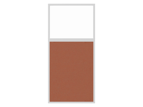 Portable and Acoustic Partition Hush Panelª Configurable Cubicle Partition 3' x 6' W/ Window Papaya Fabric Clear Window White Trim