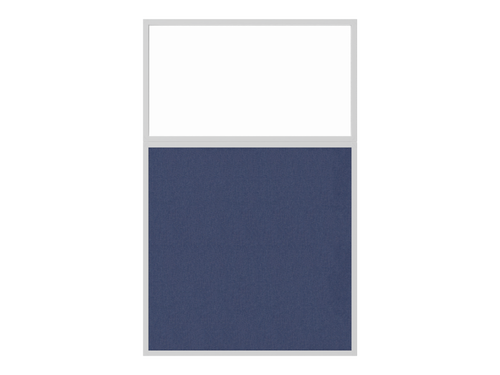 Portable and Acoustic Partition Hush Panelª Configurable Cubicle Partition 4' x 6' W/ Window Cerulean Fabric Clear Window White Trim