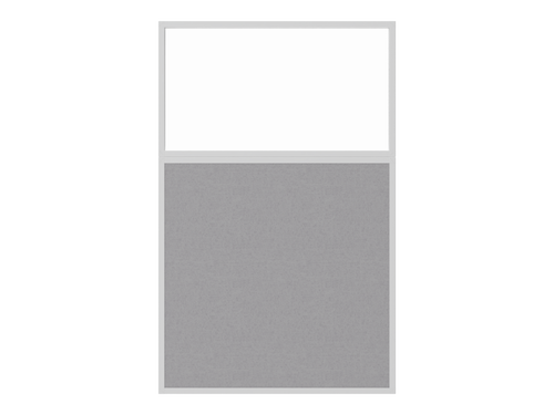 Portable and Acoustic Partition Hush Panelª Configurable Cubicle Partition 4' x 6' W/ Window Slate Fabric Clear Window White Trim