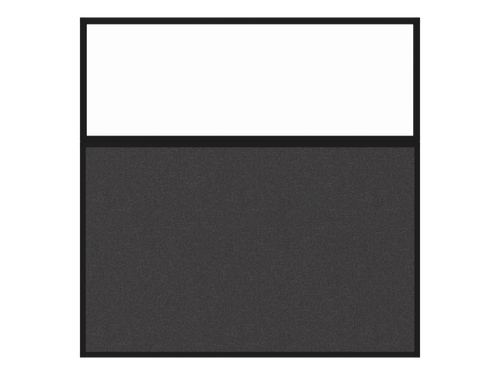 Portable and Acoustic Partition Hush Panelª Configurable Cubicle Partition 6' x 6' W/ Window Charcoal Gray Fabric Clear Window Black Trim