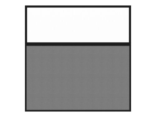 Portable and Acoustic Partition Hush Panelª Configurable Cubicle Partition 6' x 6' W/ Window Charcoal Gray Fabric Clear Window Black Trim