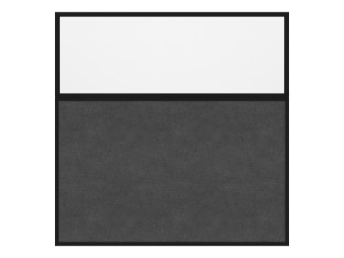 Portable and Acoustic Partition Hush Panelª Configurable Cubicle Partition 6' x 6' W/ Window Cloud Gray Fabric Frosted Window Black Trim