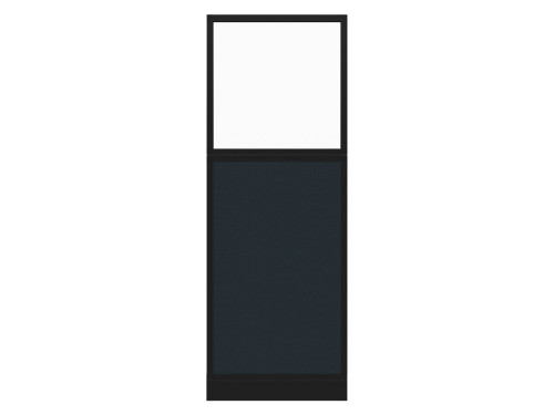 Configurable Acoustic Cubicle Partition Electric Hush Panel‚Äö√ë¬¢ 2' x 6' W/Window Blue Spruce Fabric Clear Fluted Window Black Trim