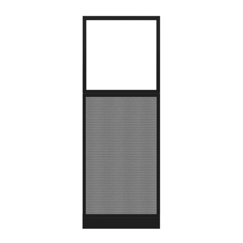 Configurable Acoustic Cubicle Partition Electric Hush Panel‚ 2' x 6' W/Window Ash Gray Fabric Frosted Window Black Trim