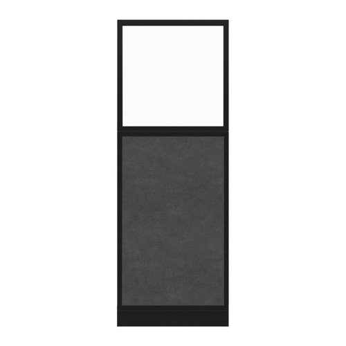 Configurable Acoustic Cubicle Partition Electric Hush Panel‚ 2' x 6' W/Window Classic Gray Fabric Clear Fluted Window Black Trim
