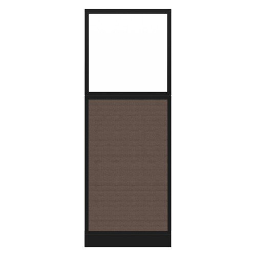 Configurable Acoustic Cubicle Partition Electric Hush Panel‚ 2' x 6' W/Window Mocha Fabric Clear Window Black Trim