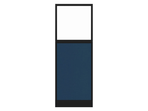 Configurable Acoustic Cubicle Partition Electric Hush Panel‚Äö√ë¬¢ 2' x 6' W/Window Navy Blue Fabric Clear Window Black Trim