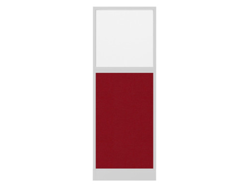 Configurable Acoustic Cubicle Partition Electric Hush Panel‚Äö√ë¬¢ 2' x 6' W/Window Red Fabric Frosted Window White Trim