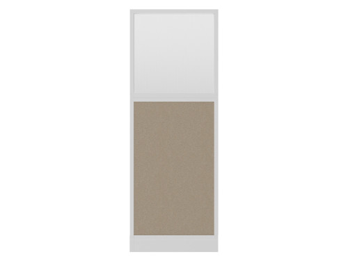 Configurable Acoustic Cubicle Partition Electric Hush Panel‚Äö√ë¬¢ 2' x 6' W/Window Rye Fabric Clear Fluted Window White Trim