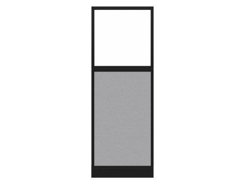 Configurable Acoustic Cubicle Partition Electric Hush Panel‚Äö√ë¬¢ 2' x 6' W/Window Slate Fabric Frosted Window Black Trim