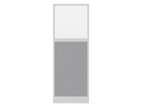 Configurable Acoustic Cubicle Partition Electric Hush Panel‚Äö√ë¬¢ 2' x 6' W/Window Slate Fabric Frosted Window White Trim