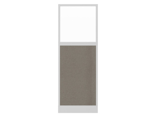 Configurable Acoustic Cubicle Partition Electric Hush Panel‚Äö√ë¬¢ 2' x 6' W/Window Warm Pebble Fabric Clear Window White Trim